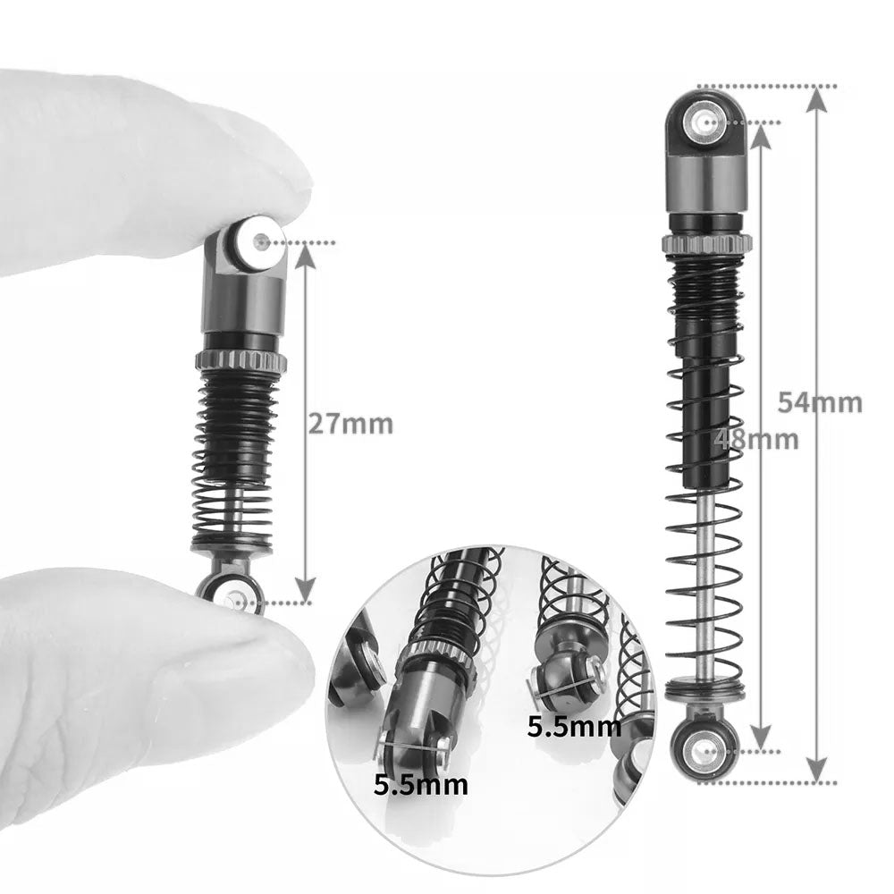 Powerhobby 1/24 Axial SCX24 Aluminum 54mm Long Travel Shocks Jeep Bronco Black - PowerHobby