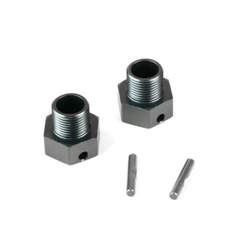 Tekno TKR9673 – Wheel Hubs (+4mm offset, 17mm, gun metal ano, w/pins, 2pcs) - PowerHobby