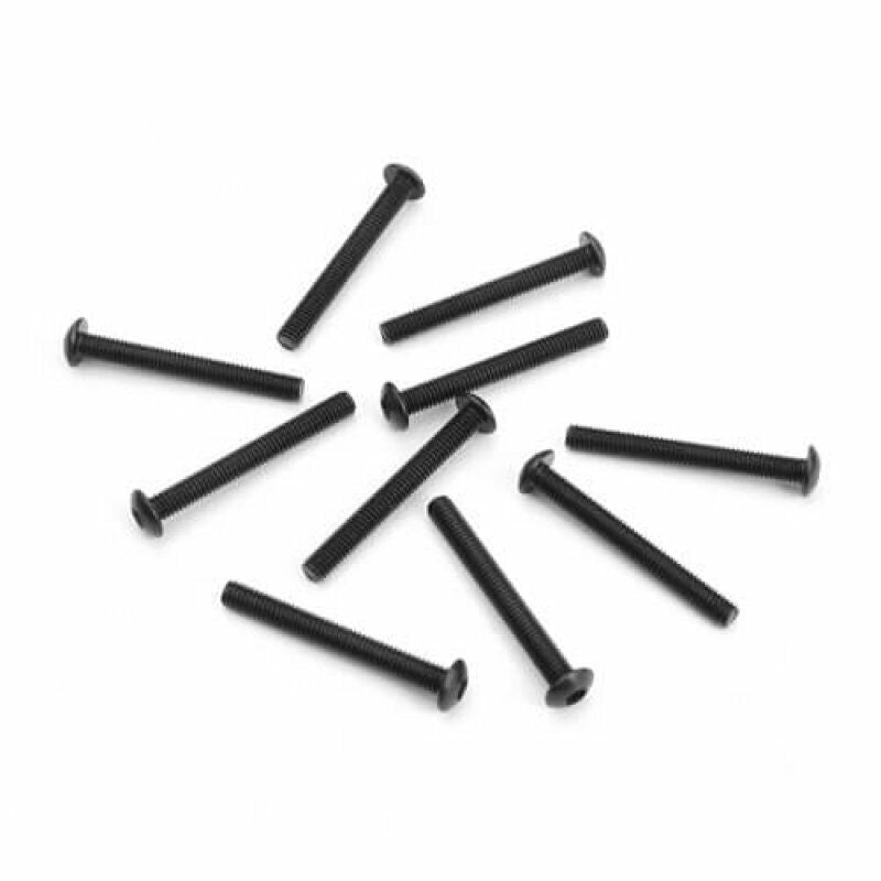 Tekno RC TKR1411 M3x25mm Button Head Screws (black, 10pcs) - PowerHobby