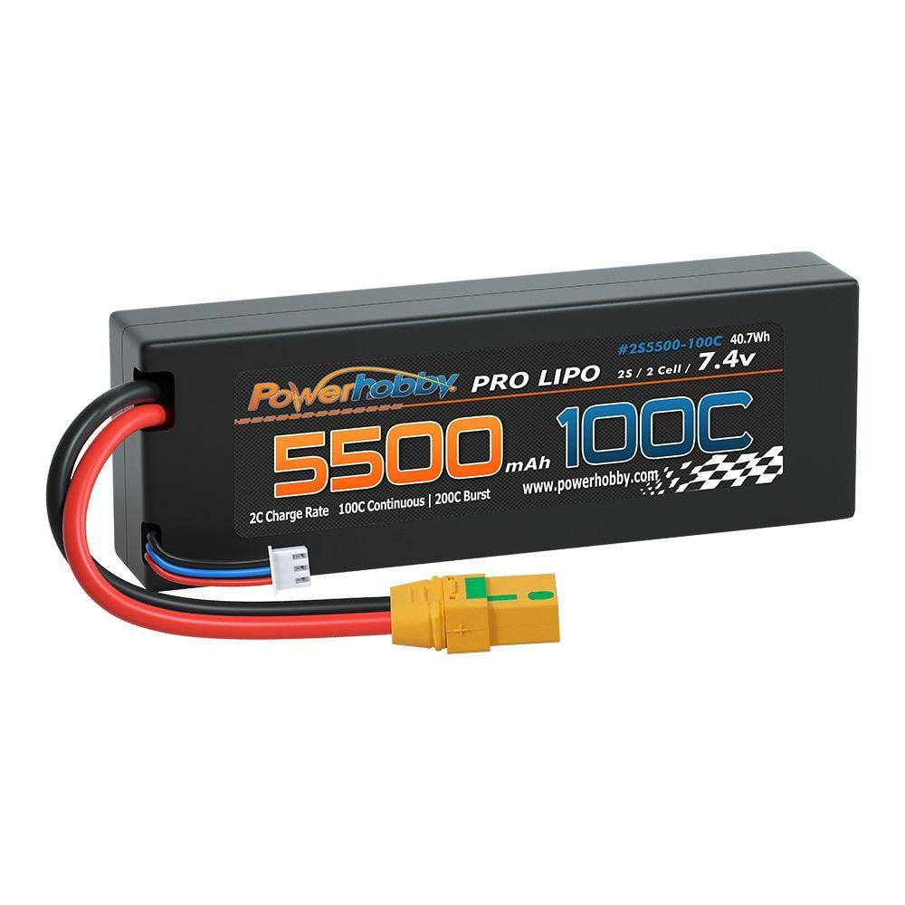 Powerhobby 2S 7.4V 5500MAH 100C Lipo Battery w XT90 Plug Hard Case - PowerHobby
