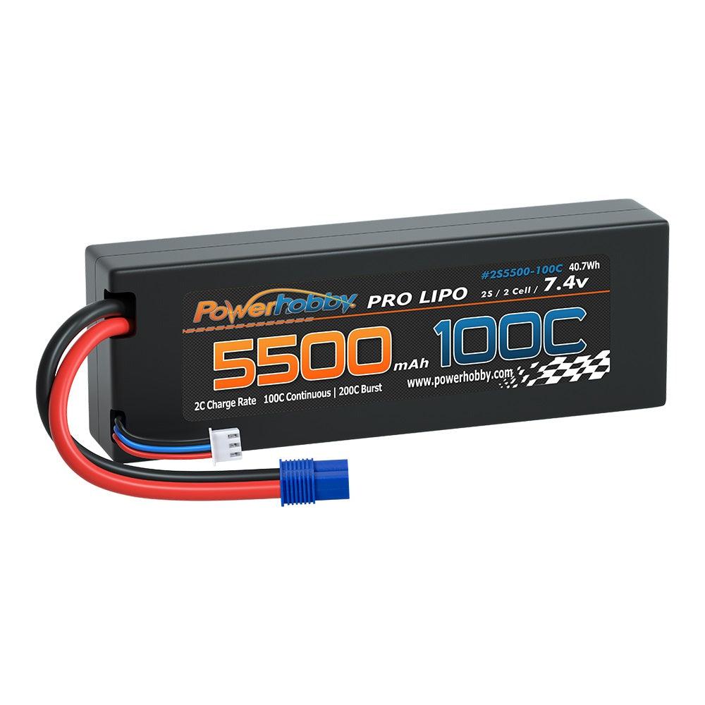 Powerhobby 2S 7.4V 5500MAH 100C Lipo Battery w EC3 Plug Hard Case - PowerHobby