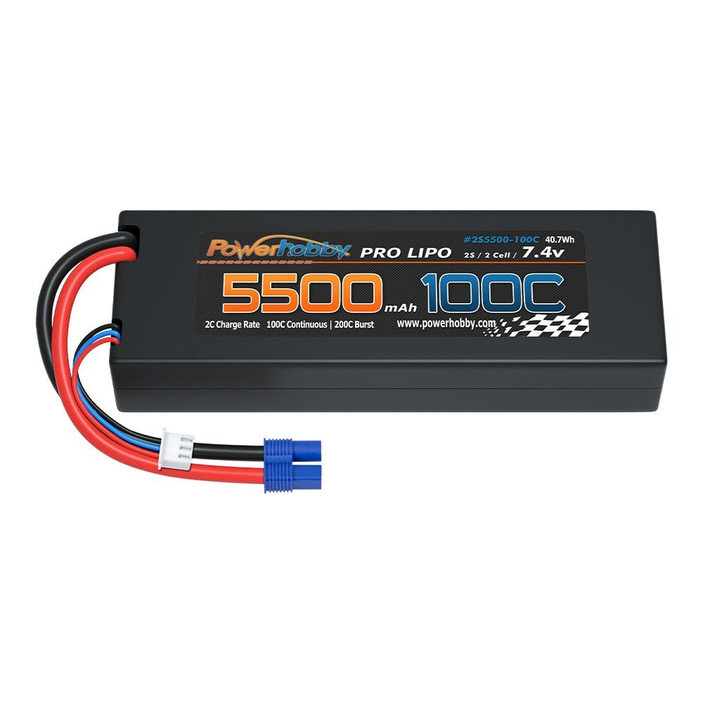 Powerhobby 2S 7.4V 5500MAH 100C Lipo Battery w EC3 Plug Hard Case - PowerHobby