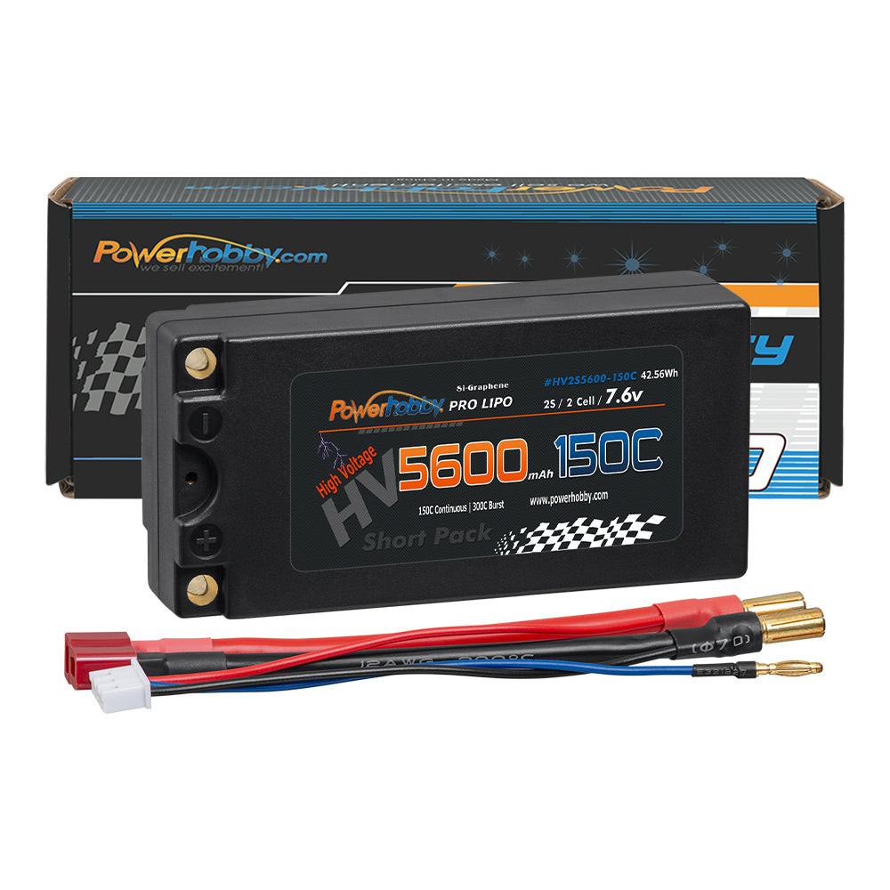 Powerhobby 2S 7.6V 5600mah 150C HV + Graphene Shorty Lipo Battery 5MM |  PowerHobby