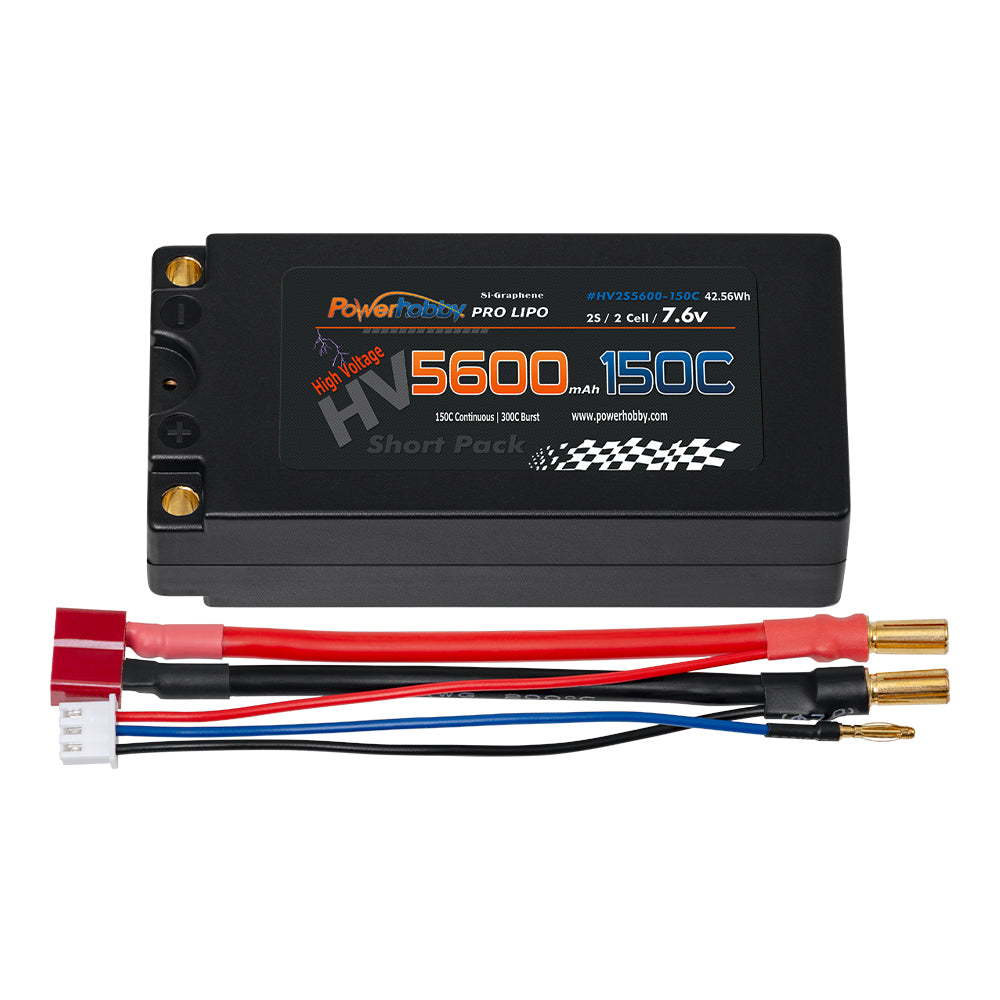 Powerhobby 2S 7.6V 5600mah 150C HV + Graphene Shorty Lipo Battery 5MM - PowerHobby