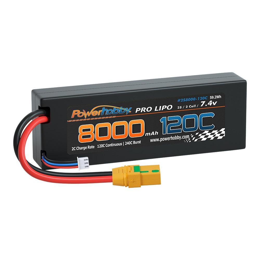 Powerhobby 2S 7.4V 8000MAH 120C Graphene + Lipo Battery XT90 Hard Case - PowerHobby