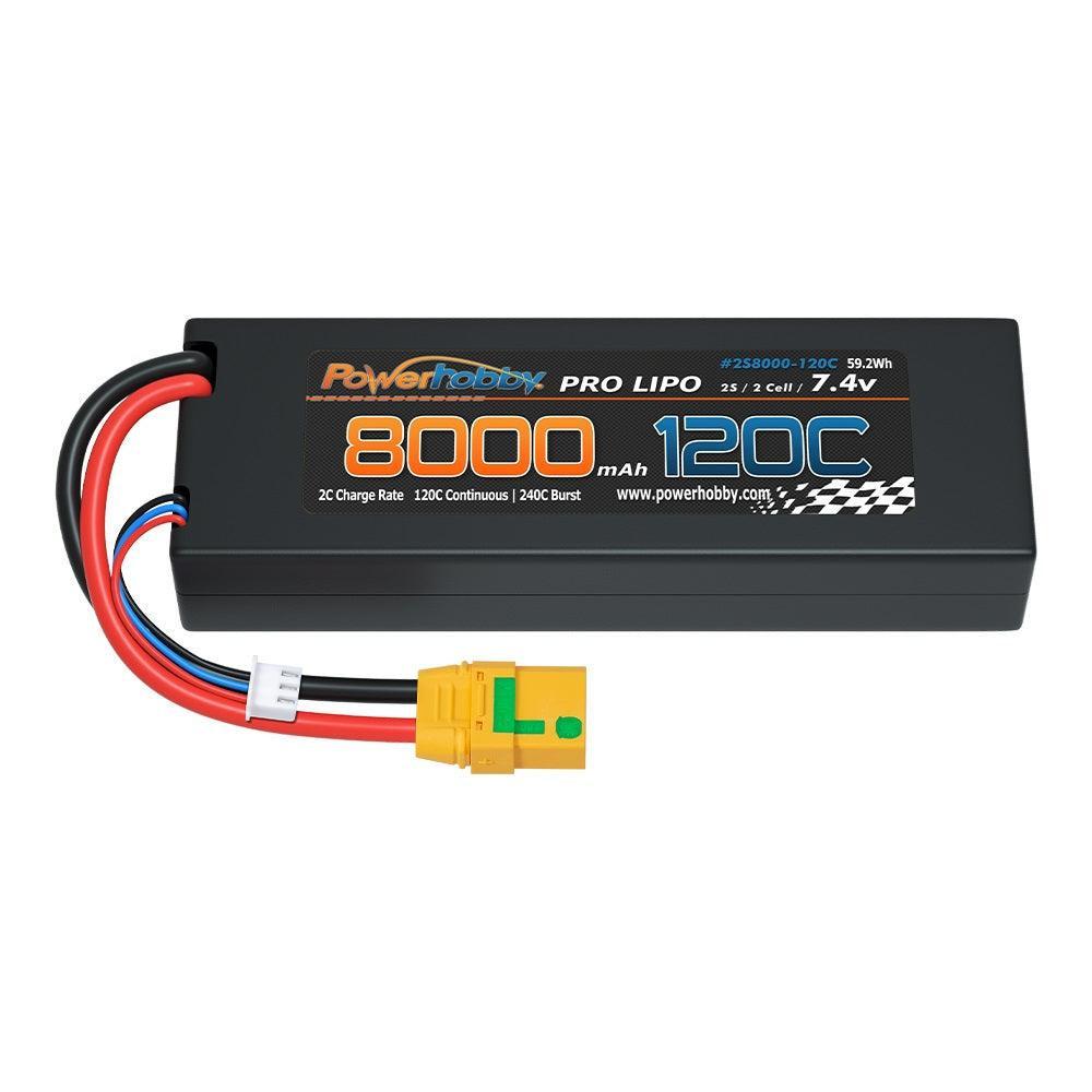 Powerhobby 2S 7.4V 8000MAH 120C Graphene + Lipo Battery XT90 Hard Case - PowerHobby