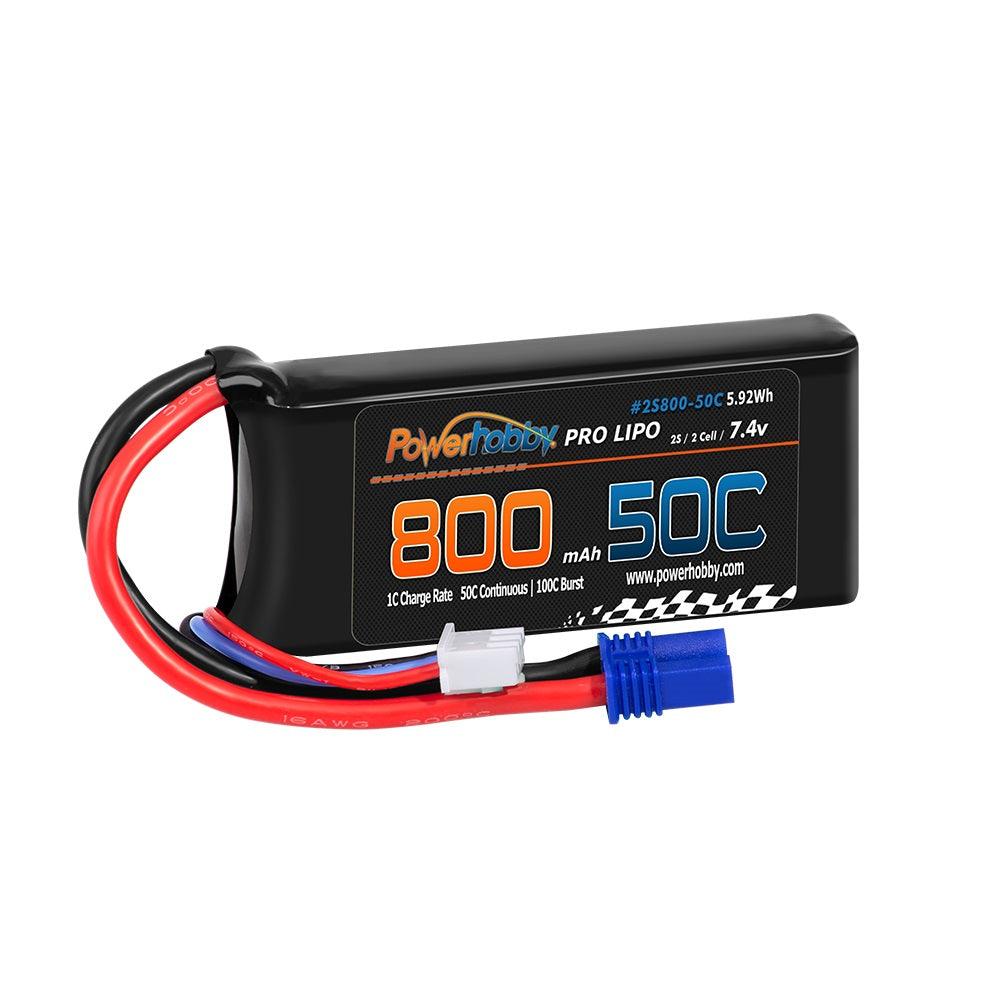 Powerhobby 2s 7.4v 800mah 50c Lipo Battery w ec2 Plug Losi Mini-B / Mini-T 2.0 - PowerHobby