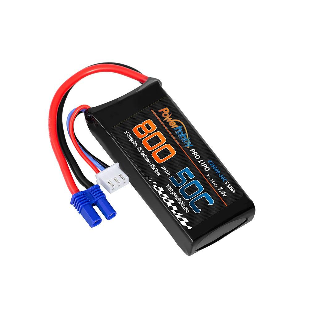 Powerhobby 2s 7.4v 800mah 50c Lipo Battery w ec2 Plug Losi Mini-B / Mini-T 2.0 - PowerHobby