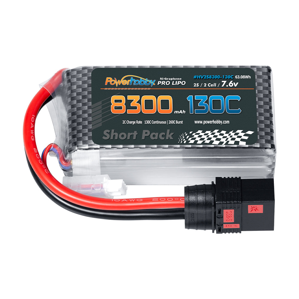 Powerhobby 2S 7.6V GRAPHENE + HV 8300mah 130C Short Drag Racing Lipo Battery QS8 - PowerHobby