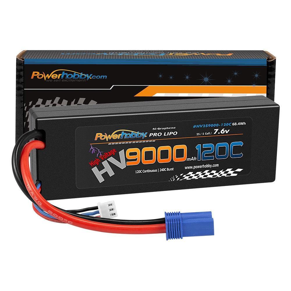 Powerhobby 2S 7.6V HV + Graphene 9000MAh 120c Lipo Battery w EC5 Plug - PowerHobby