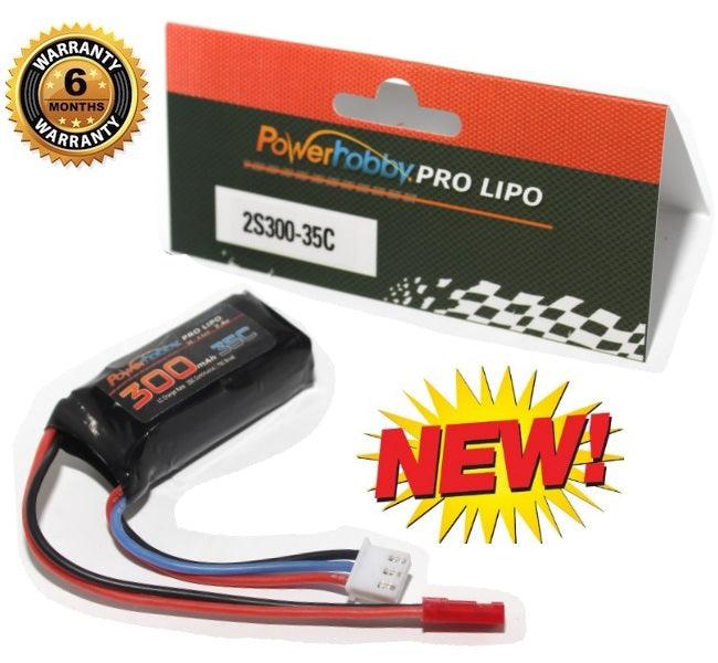 Powerhobby 2S 7.4v 300mAh 35C Lipo Battery w JST Connector - PowerHobby
