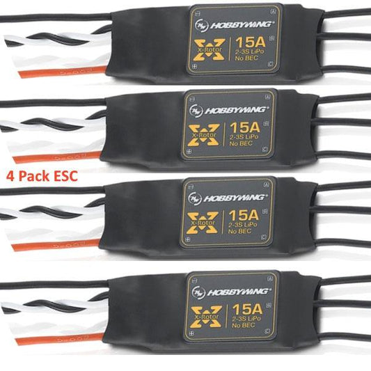 Hobbywing 30901100 XRotor-15A Brushless ESC 4 Pack for 250-300 Class Quadcopters - PowerHobby
