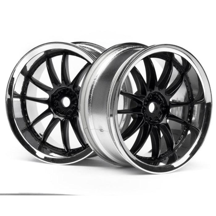 HPI 3286 Work XSA 02C Wheel 26mm Chrome/Black 3mm Offset (2) Sprint 2/E10/Nitro3 - PowerHobby