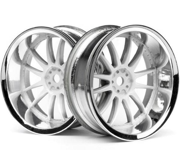 HPI Racing 3285 Work XSA 02C Whl 26mm Chrome/White 9mm Offset(2) Sprint 2 / Nitro Rs 4 - PowerHobby