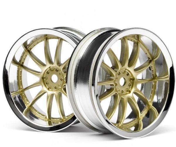 HPI 3298 Work XSA O2C Wheel 26mm Chrome/Gold 6mm Offset(2) NItro 3 / Nitro RS4 3 - PowerHobby