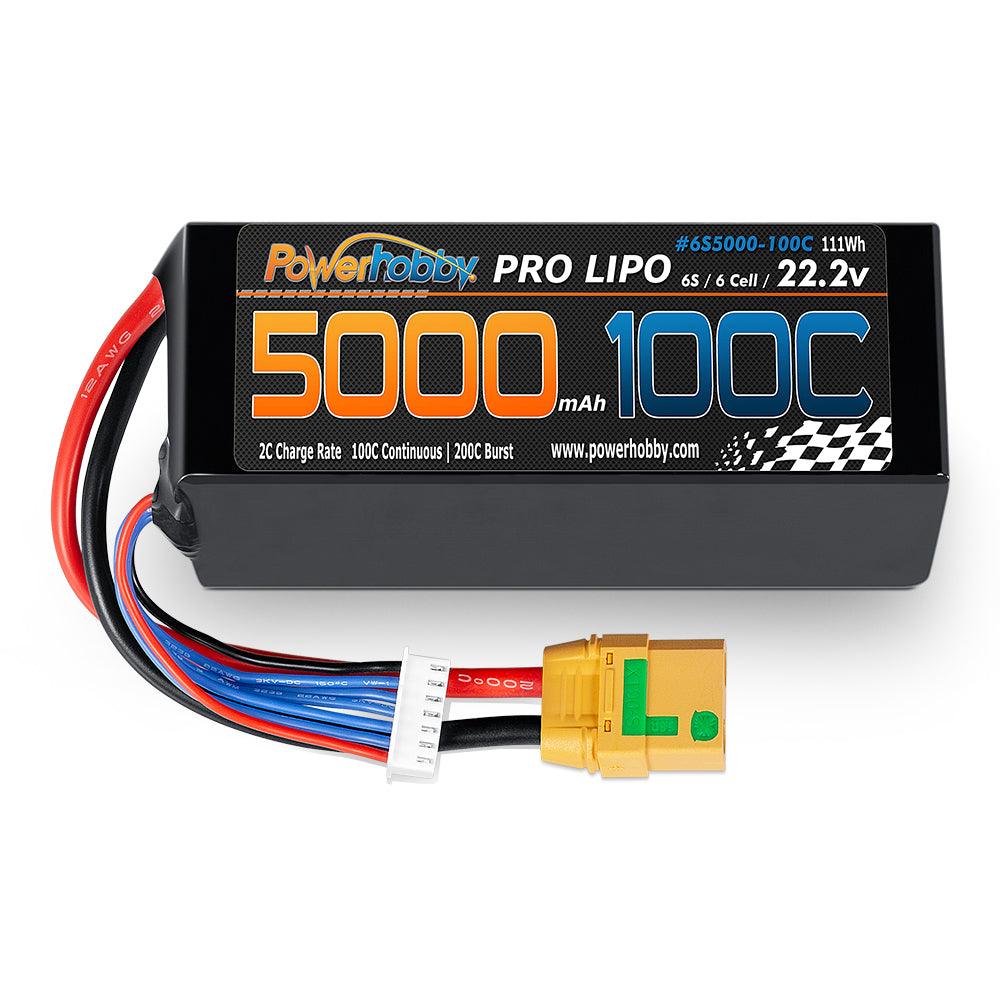 Powerhobby 6s 22.2v 5000mah 100c Lipo Battery w XT90 Plug Soft Case - PowerHobby