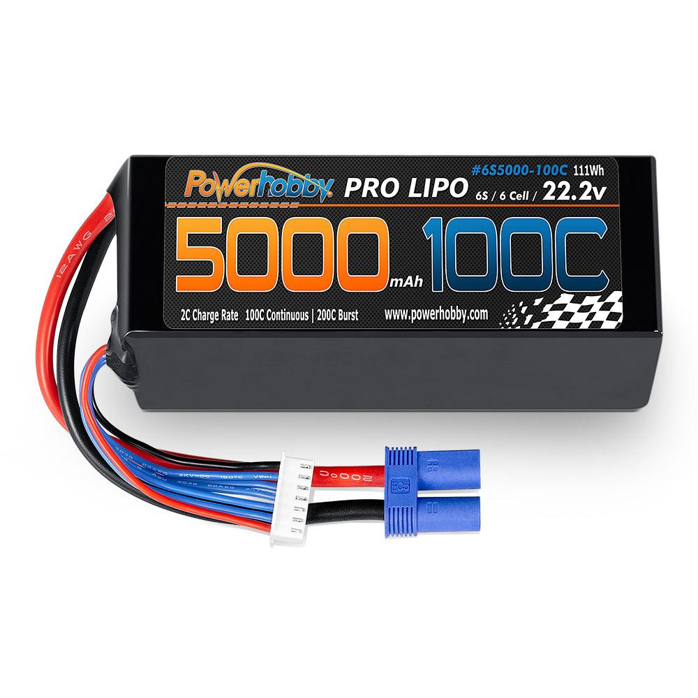 Powerhobby 6s 22.2v 5000mah 100c Lipo Battery w EC5 Plug Soft Case 6-Cell - PowerHobby