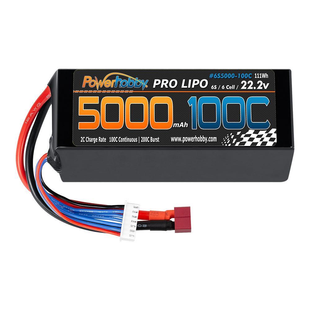 Powerhobby 6s 22.2v 5000mah 100c Lipo Battery w Deans Plug Soft Case - PowerHobby