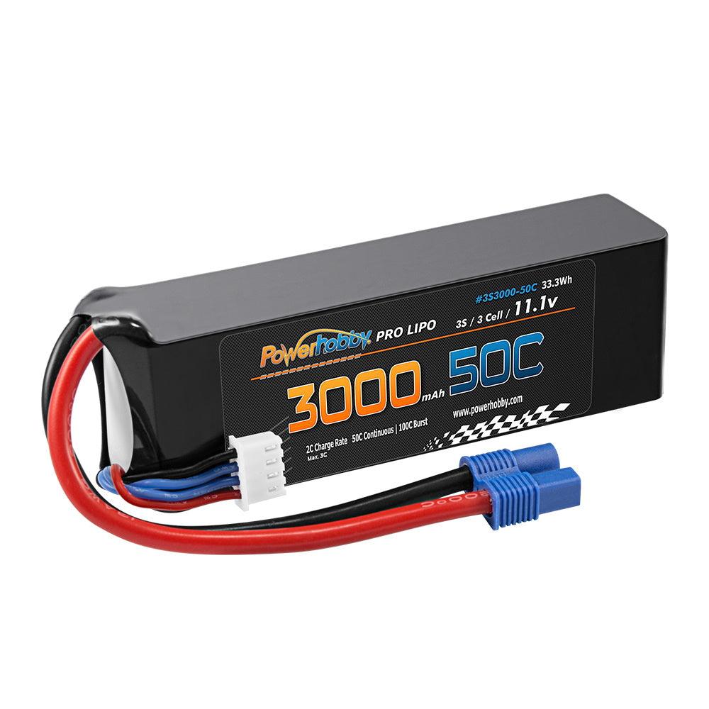 Powerhobby 3S 11.1V 3000mAh 50C Lipo Battery w EC3 Connector / Plug - PowerHobby