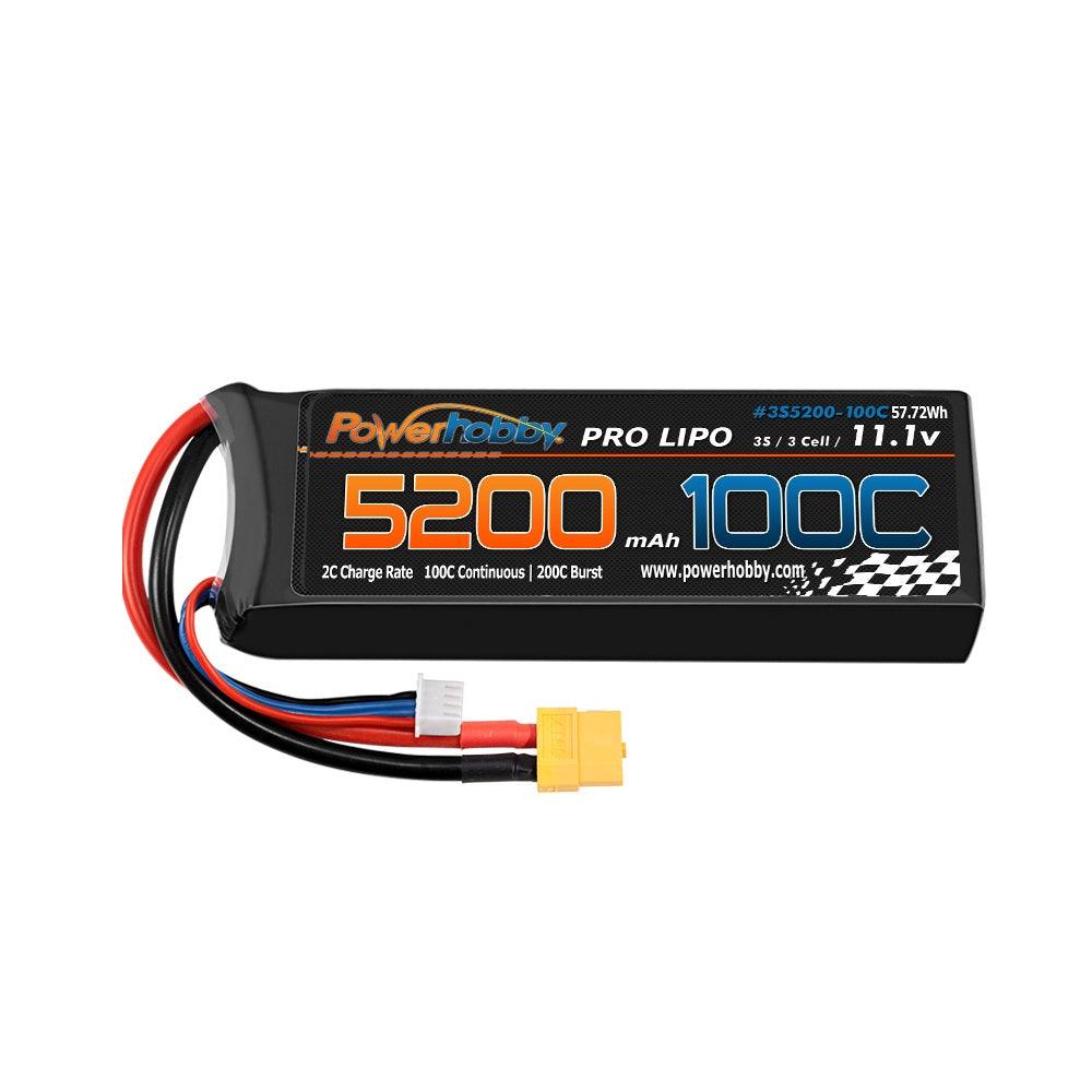 Powerhobby 3s 11.V 5200mah 100C - 200C Lipo Battery w XT60 + Adapter - PowerHobby