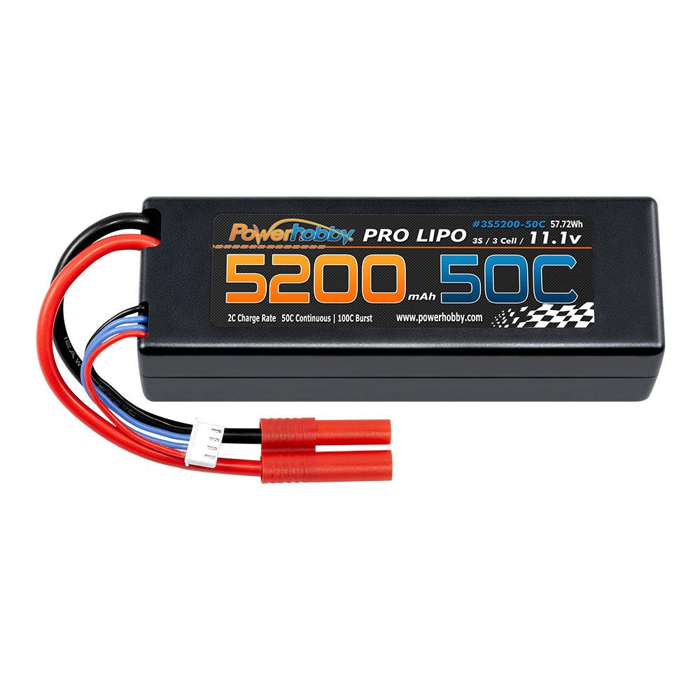 Powerhobby 3s 11.1V 5200mah 50c Lipo Battery W REDCAT 4.0mm Plug Hard Case - PowerHobby