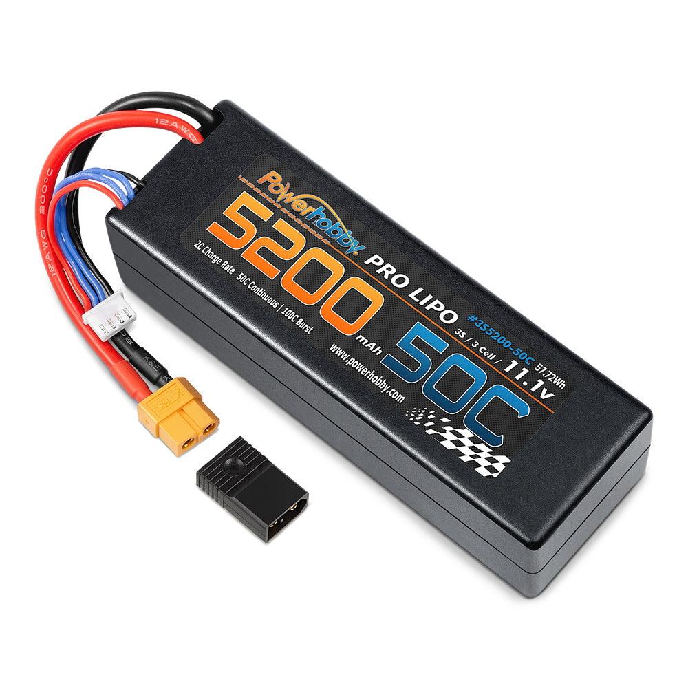 Powerhobby 3s 11.1V 5200mah 50c Lipo Battery Hardcase XT60 Plug w Adapter - PowerHobby