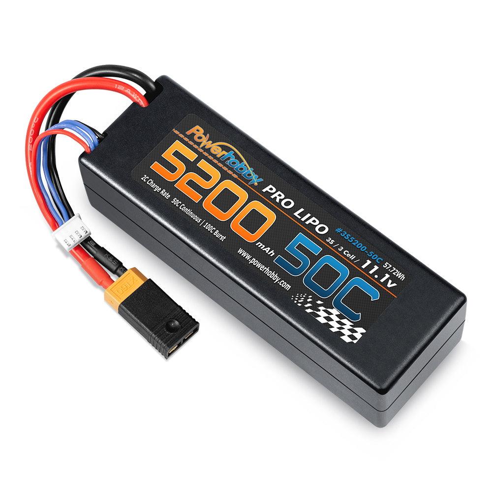 Powerhobby 3s 11.1V 5200mah 50c Lipo Battery Hardcase XT60 Plug w Adapter - PowerHobby