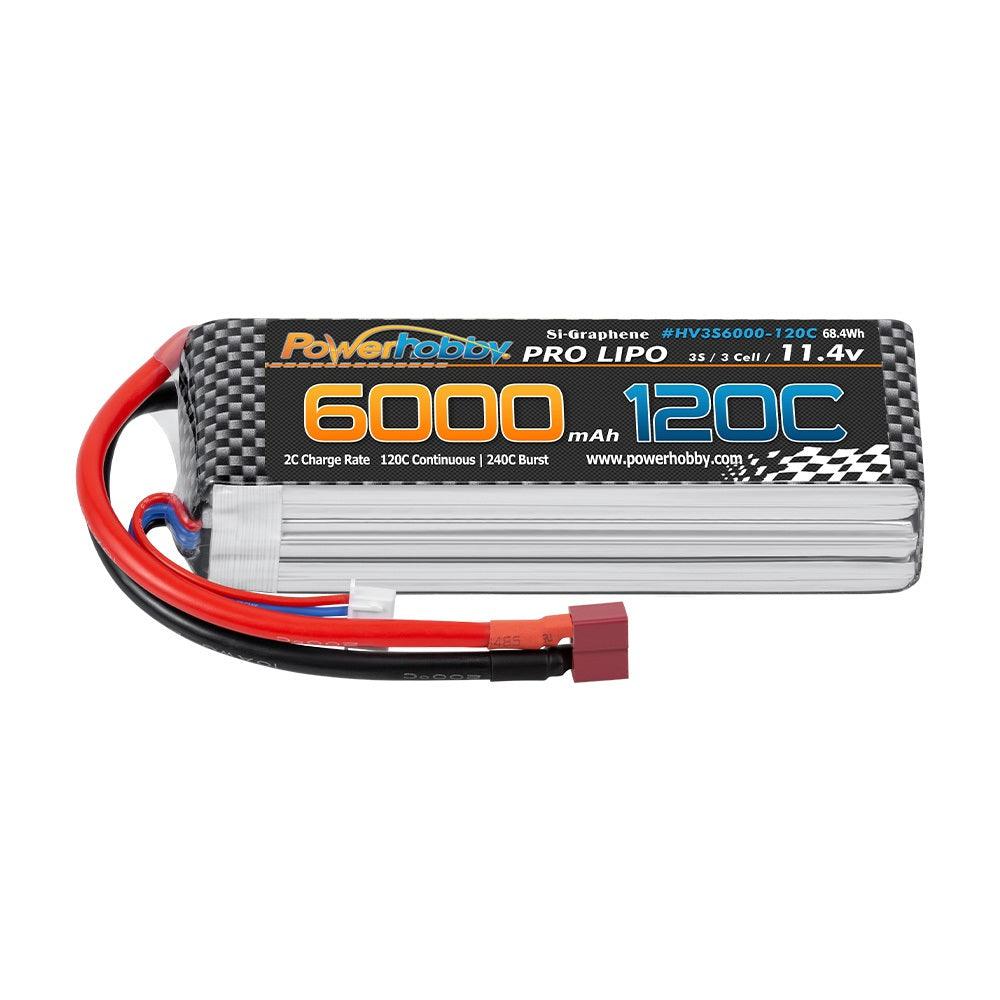 Powerhobby 3s 11.4V 6000mah 120c Graphne + HV Lipo Battery w Deans Plug - PowerHobby