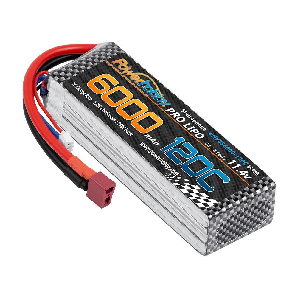 Powerhobby 3s 11.4V 6000mah 120c Graphne + HV Lipo Battery w Deans Plug - PowerHobby