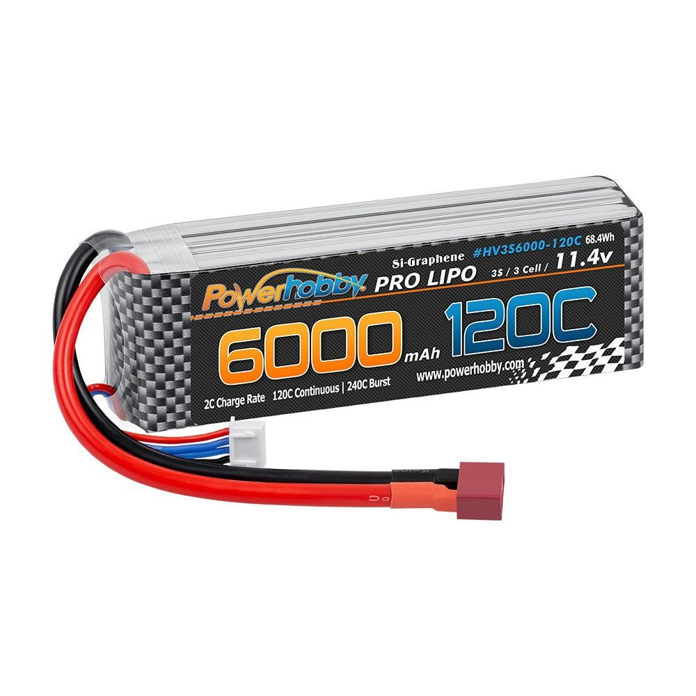 Powerhobby 3s 11.4V 6000mah 120c Graphne + HV Lipo Battery w Deans Plug - PowerHobby