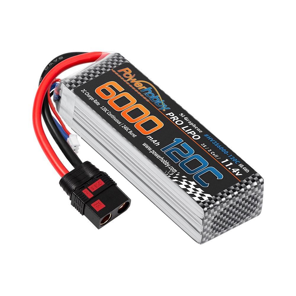Powerhobby 3s 11.4V 6000mah 120c Graphne + HV Lipo Battery w QS8 Plug 8AWG Wire - PowerHobby