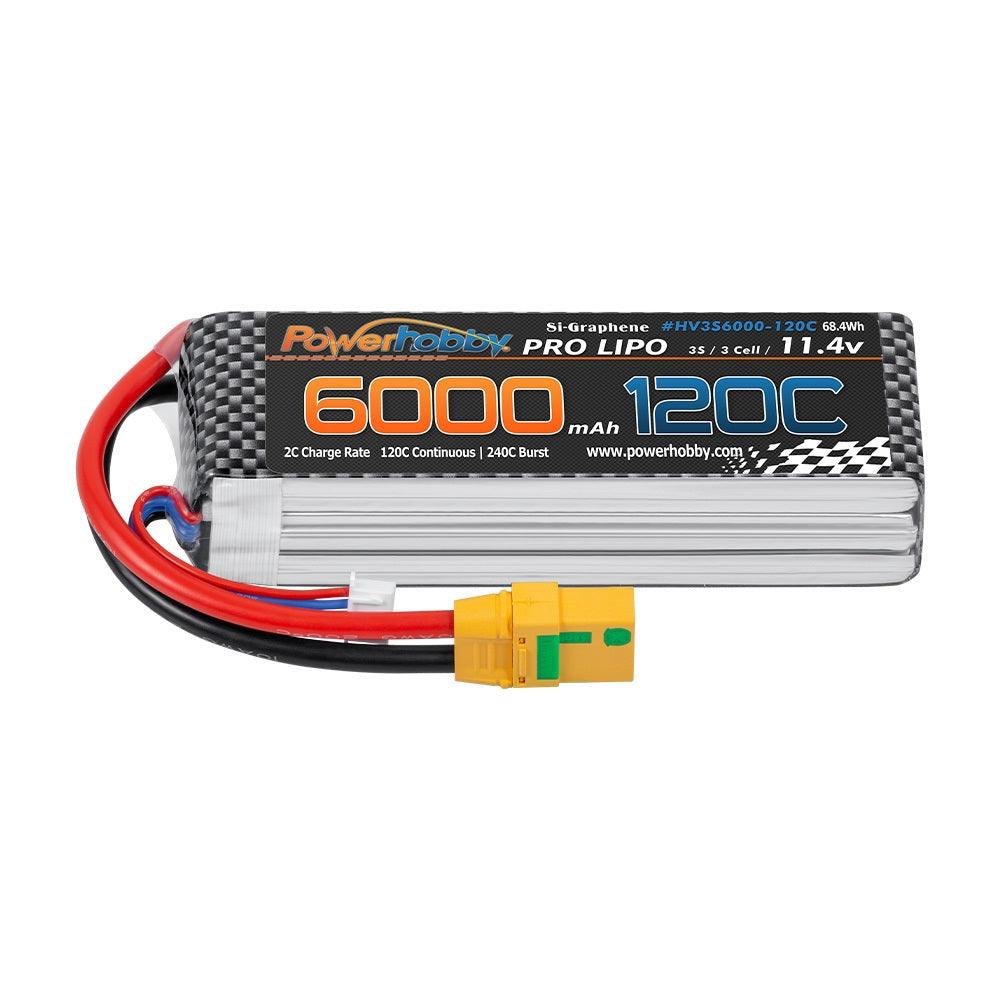 Powerhobby 3s 11.4V 6000mah 120c Graphne + HV Lipo Battery w XT90 Plug - PowerHobby