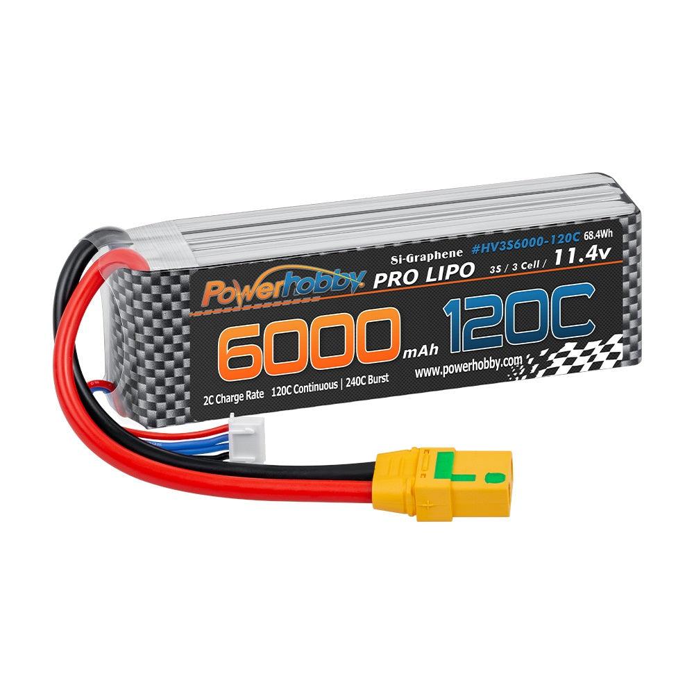 Powerhobby 3s 11.4V 6000mah 120c Graphne + HV Lipo Battery w XT90 Plug - PowerHobby