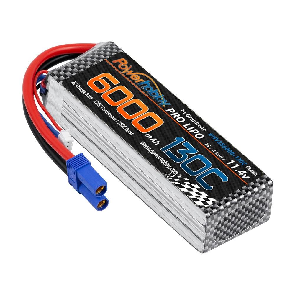 Powerhobby 3S 11.4V 6000mah 130C Graphne + HV Lipo Battery w EC5 Plug - PowerHobby