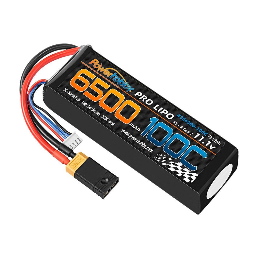 Powerhobby 3S 11.1V 6500mAh 100C Lipo Battery Pack w XT60 + Adapter - PowerHobby
