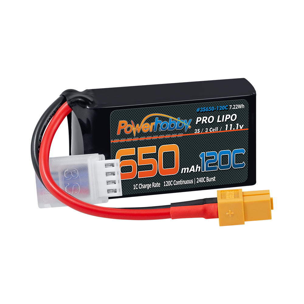 Powerhobby 3S 11.1V 650mAh 120C GRAPHENE Lipo Battery w XT60 Plug - PowerHobby