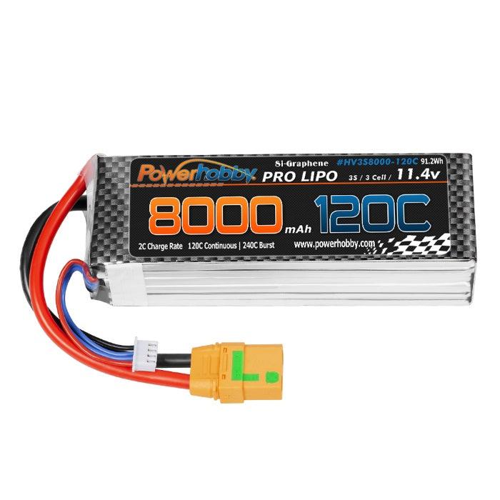 POWERHOBBY 3S 11.4V 8000MAH 120C GRAPHENE + HV LIPO BATTERY W XT90 PLUG - PowerHobby