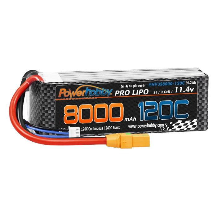 POWERHOBBY 3S 11.4V 8000MAH 120C GRAPHENE + HV LIPO BATTERY W XT90 PLUG - PowerHobby