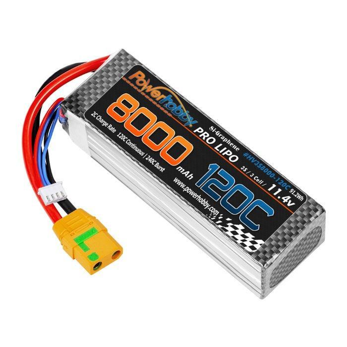 POWERHOBBY 3S 11.4V 8000MAH 120C GRAPHENE + HV LIPO BATTERY W XT90 PLUG - PowerHobby