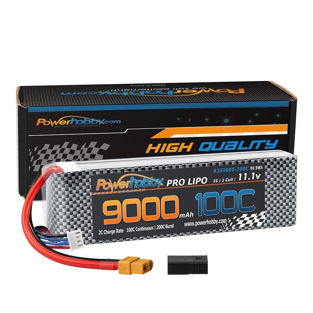 Powerhobby 3S 11.1V 9000mah 100C GRAPHENE Lipo Battery w XT60 + Adapter - PowerHobby