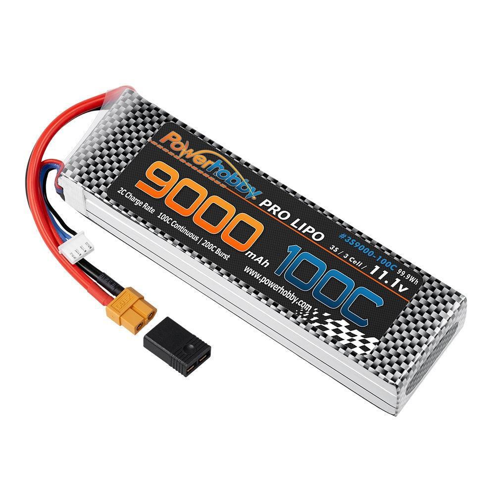 Powerhobby 3S 11.1V 9000mah 100C GRAPHENE Lipo Battery w XT60 + Adapter - PowerHobby