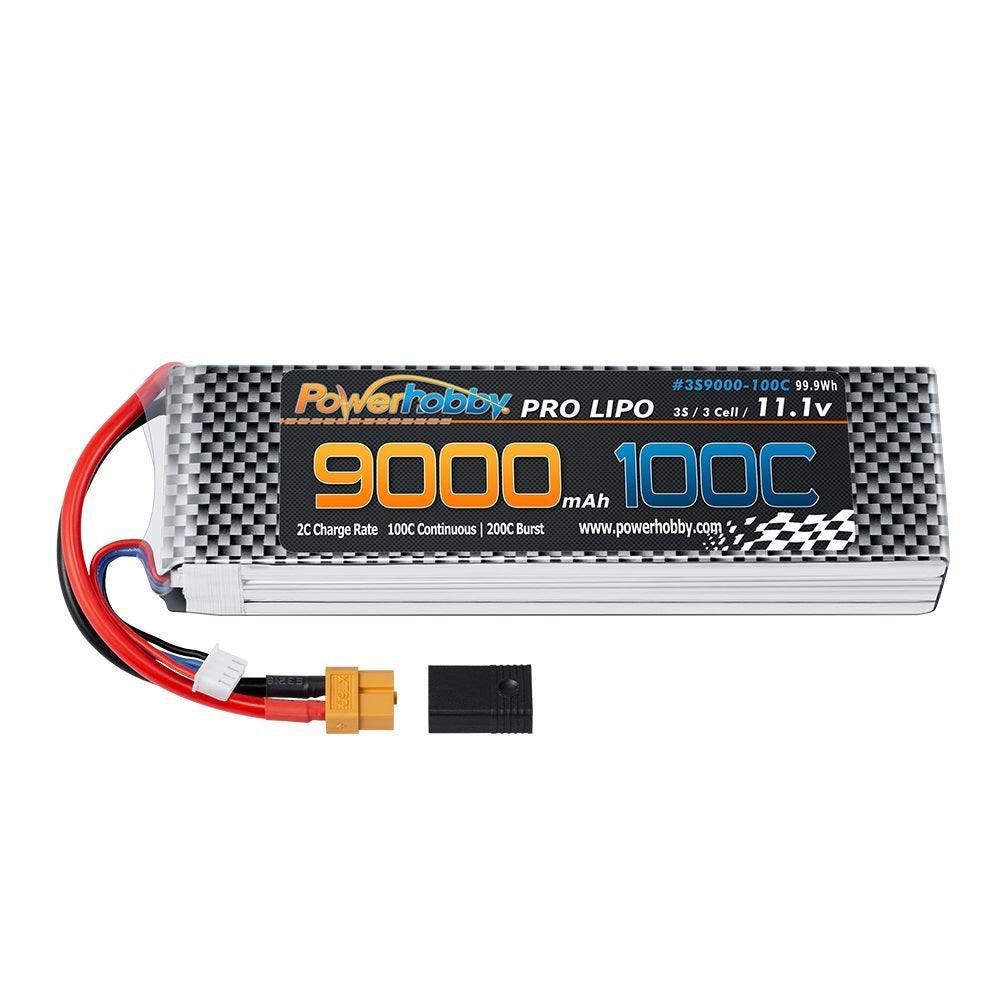 Powerhobby 3S 11.1V 9000mah 100C GRAPHENE Lipo Battery w XT60 + Adapter - PowerHobby