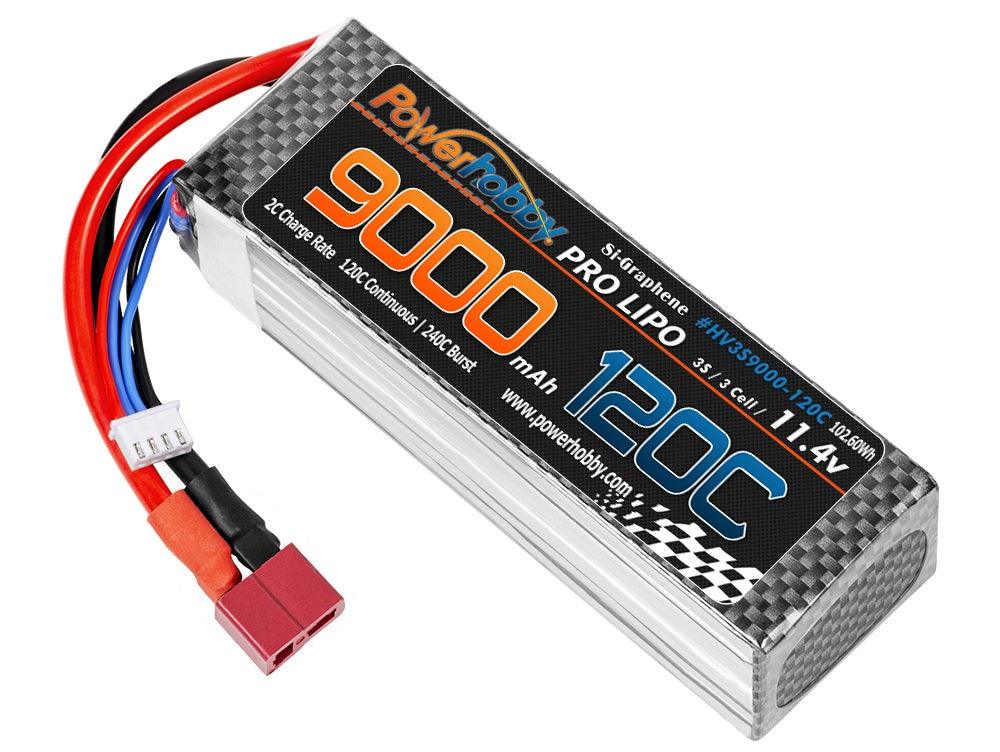 Powerhobby 3S 11.4V 9000mah 120C GRAPHENE + HV Lipo Battery w Deans Plug - PowerHobby
