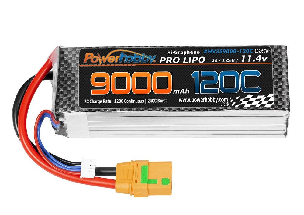 Powerhobby 3S 11.4V 9000mah 120C GRAPHENE + HV Lipo Battery w XT90 Plug - PowerHobby