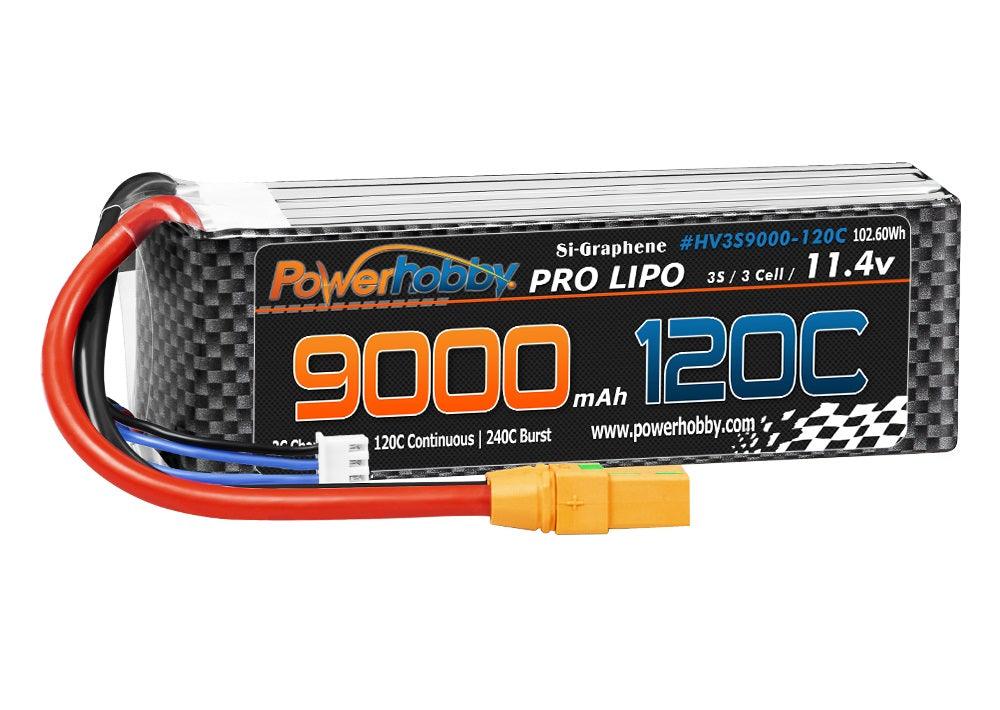 Powerhobby 3S 11.4V 9000mah 120C GRAPHENE + HV Lipo Battery w XT90 Plug - PowerHobby