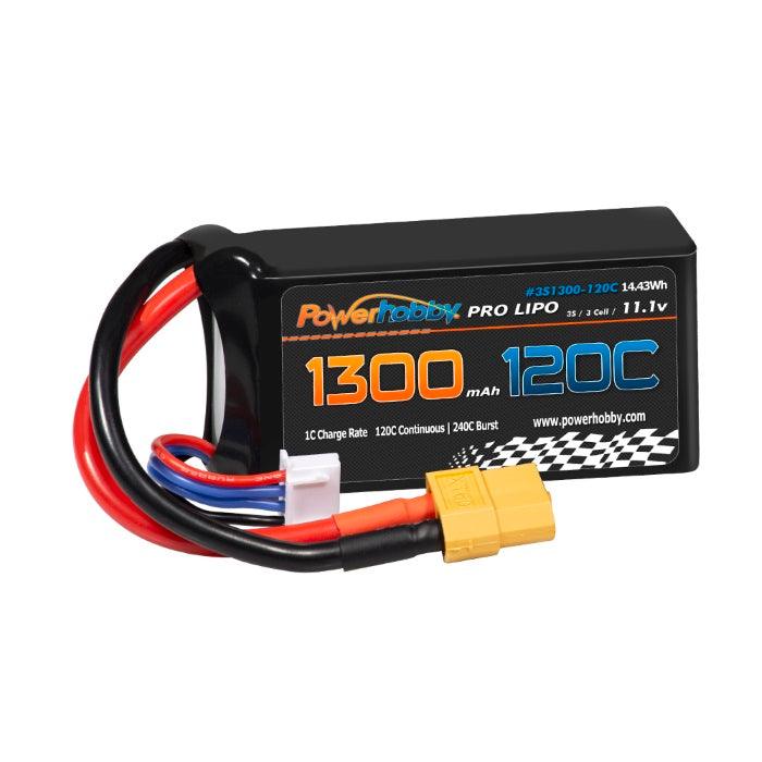 Powerhobby 3S 11.1V 1300mah 120C Lipo Battery w XT60 Plug - PowerHobby