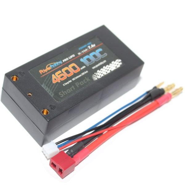 PowerHobby 2S 7.4V 4600mAh 100C Shorty Lipo Battery w 4mm Bullet Connectors - PowerHobby