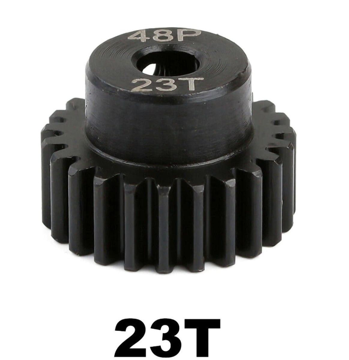 Hot Racing 23T Steel 48P Pinion Gear - 5mm Or 1/8" Shaft, Nitride Treated For RC Cars & Trucks