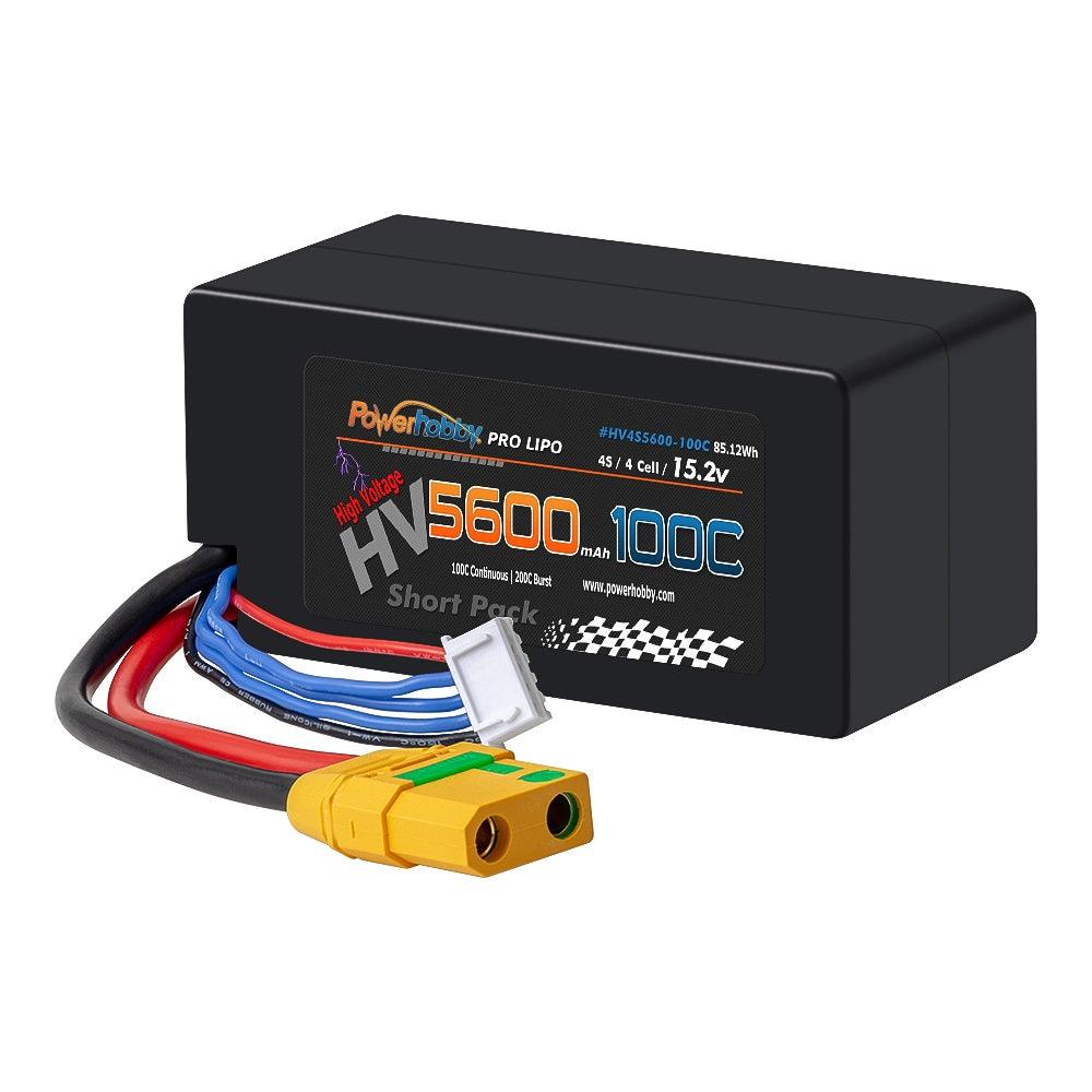 Powerhobby 4s 15.2V 5600MAH 100C HV Lipo Battery XT90 Plug Hard Case SHORT - PowerHobby