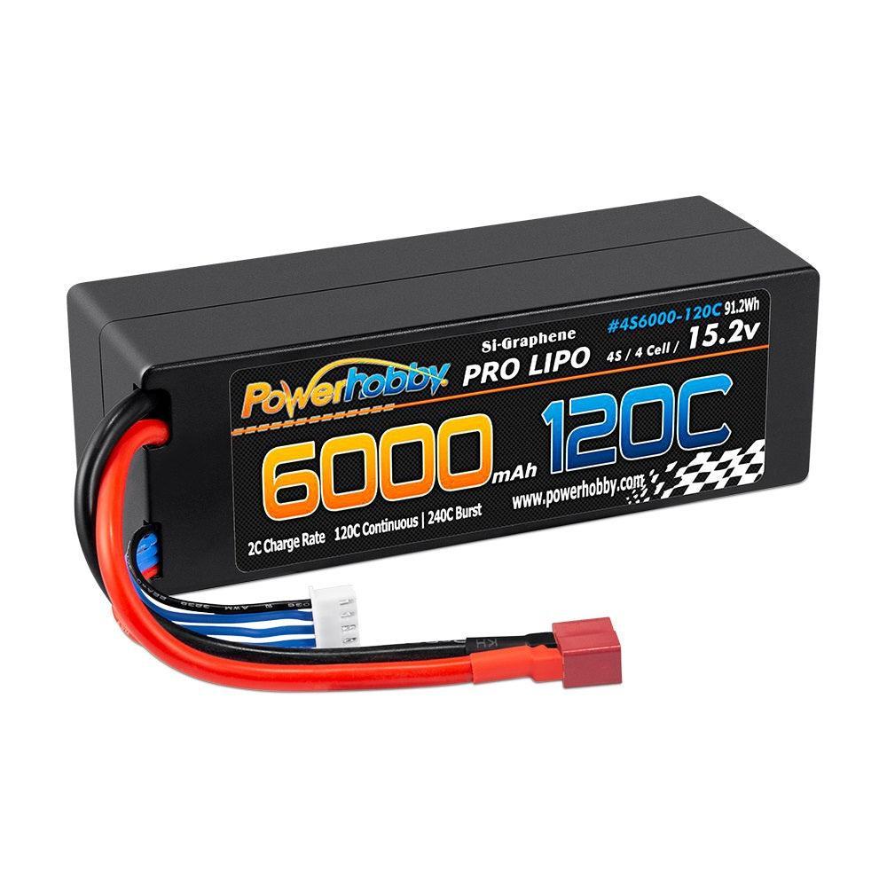 Powerhobby 4s 15.2v 6000MAH 120C Graphene + HV Lipo Battery Deans Plug Hard Case - PowerHobby
